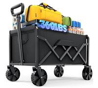 Kitsure Festival Trolley on Wheels 150KG, Folding Wagon, Portable Camping Cart, Collapsible Foldable Trolly for Groceries, Sports, Camping, Garden, Fishing, Black, 71.1 x 43.2 x 91.5cm