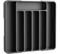 Kitsure Large Cutlery Drawer Organiser for Kitchen - Adjustable Cutlery Tray for Effortless Utensil Sorting, Versatile Kitchen Storage & Organisation Solution, Black, 30.8 x 3.9 x 20.5~35.0 cm