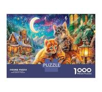 Kitten 1000 Piece Puzzle for Relaxation Snowy Mountain Village for First-Time Jigsaw Users Memory Improvement Housewarming Gift 70x50cm/1000pcs