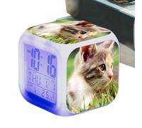 Kitten Alarm Clock, Alarm Clock for Thes, LED Table Clock LED Digital Cube Locate It - The Locate Cats Cat with Large Screen for Classrooms