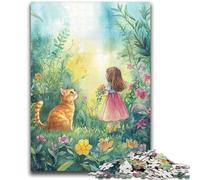 Kitten And Girl Jigsaw Puzzles for Adults 1000 Piece Puzzle,Learning Educational Toy for Is Ideal As A Gift for The Whole Family (38x52cm)