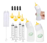 Kitten and Puppy Bottle Feeding Kit,Kitten Silicone Bottles,Replaceable teats Mini and Syringes for Pet Dog Puppy Kitten and Small Baby Animals (Yellow)