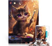 Kitten Artist1000 Piece Puzzle For Adults Help the brain exercise addictive toys to cultivate patience Secret Santa Gifts 38x26cm
