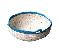 Kitten Bed Basket - Round Cotton Rope Pet Bed | No Sticky Hair Scratching Board for Kittens, Cotton Rope, Summer Cooling Nest, Cute Cat Ear Design