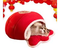 Kitten Bed Cave | Soft Non-Slip Bottom Red House - Cat Hideaway Bed | for Puppies Kittens Indoor Outdoor Home Winter Sleeping