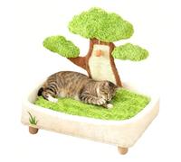 Kitten Bed Pine Tree Potted Cat Cave with Plush Ball and Scratching Pad