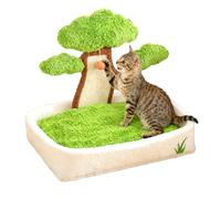 Kitten Bed - Pine Tree Potted Cat Sleeping Bed with Plush Ball and Scratch Pad | Washable Cot for Pet Car Indoor Winter Living Room Bedroom Bedside House