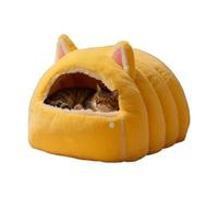 Kitten Bed - Semi-Enclosed Dome Shape Shelter, Winter Warm Cat Bed, Soft Plush Sleeping Space with Removable Cushion, Indoor Pet Pad Set for Cats, Bedrooms, Balconies, Apartments, and Homes