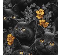 Kitten Black Peel and Stick Wallpaper 3D Printed Painted Animals for Boys Girls Teen Bedroom Living Room Kitchen Removable Decor Wall Mural Paper 17.3"x393"
