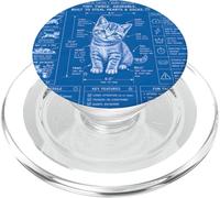 Kitten Blueprint Cat Technical Drawing Humorous PopSockets PopGrip for MagSafe