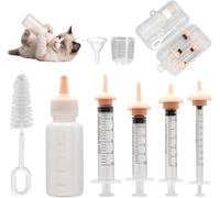 Kitten Bottle, Pet Feeding Syringe Kit for Newborn Puppies Small Animals | Silicone Nursing Nipples, Formula Dispenser, Liquid Syringes, Measuring Cup & Cleaning Brush, Newborn Cat Bottle Feeding Set