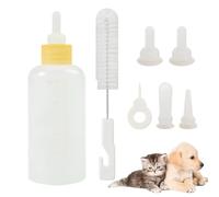 Kitten Bottles Nurse Kit - 7 Piece Feeder Set with Silicone Nipple Ring Seal, Leakproof Body Design | Compact Pet-Feeding Bottle Collection, Puppies Kittens Little Critters Ideal in the B