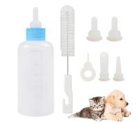 Kitten Bottles Nurse Kit - 7 Piece Feeder Set with Silicone Nipple Ring Seal, Leakproof Body Design | Compact Pet-Feeding Bottle Collection, Puppies Kittens Little Critters Ideal in the B