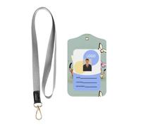 Kitten Butterfly Prints Card Badge Leather Holder | Clear ID Card Holder - Employee Badge Holder - Office Access Card Holder