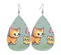Kitten Butterfly Teardrop Leather Earrings, Women'S Accessories, Versatile Earrings Suitable For Commuting And Travel.