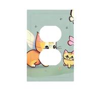 Kitten Butterfly Unbreakable Polycarbonate Switch Plate-Modern 1 Gang Light Cover for Home Office with Matching Screws