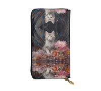 Kitten by The Crystal Patterned Leather Long Wallet (7.5 * 4.1 inches) | Extra Large Multi-Function Compartment | Great Gift