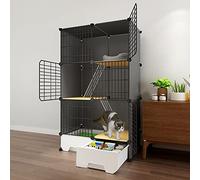 Kitten Cage, Cat Cage Indoor, Detachable Metal Small Animal Cage DIY Design, Storage Compartment at the Bottom, Cat Villa with Hammock, Ladder, Cat Kennel, Easy to Clean
