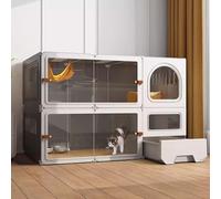 Kitten Cage for Indoor Cats, Cat Cages Indoor with Toilet, Indoor Cat Enclosure, Complete Accessories, Expansion Space(Gray,106x46x71cm)