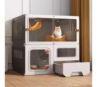 Kitten Cage for Indoor Cats, Cat Cages Indoor with Toilet, Indoor Cat Enclosure, Complete Accessories, Expansion Space(Gray,71x46x71cm)