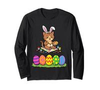 Kitten Cat Easter Bunny Painting Eggs Funny for Toddler Kid Long Sleeve T-Shirt