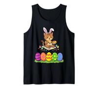 Kitten Cat Easter Bunny Painting Eggs Funny for Toddler Kid Tank Top