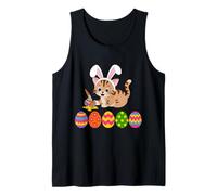 Kitten Cat Easter Bunny Painting Eggs Funny for Toddler Kid Tank Top