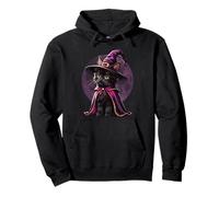 Kitten Cat Halloween Witch Costume & Moon Aesthetic Pullover Hoodie