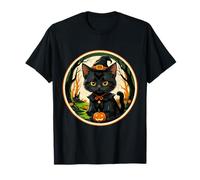 Kitten Cat Halloween Witch Costume & Moon Aesthetic T-Shirt
