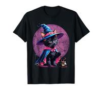 Kitten Cat Halloween Witch Costume & Moon Aesthetic T-Shirt