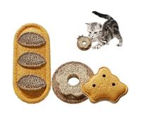 Kitten Chew Toys - Teething Sponge for Health | 3 Pack Bread Shaped Loofah Biting Toys with Textured Design & Soft Yet Resilient Material for Chewing Play Training Mental Stimulation