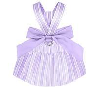 Kitten ClothesPuppy Clothes for Small Dogs Girl Cute Bowknot Design Dog Dress Soft ＆ Skin Friendly Puppy Girl Clothes with D Ring Stylish Striped Summer Dog for 2.5-4 Lbs Dogs Dress