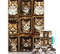 Kitten Collage 1000 Pieces Jigsaw Puzzle for Adults& Teens,Toys Educational Games Stress Relieving Suitable for Desktop Decoration 50x75cm