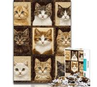 Kitten Collage Puzzles 1000 Pieces for Teenagers,Pattern Assembly Fun at Home Activities,Birthday Present,Travel Gifts 38x26cm