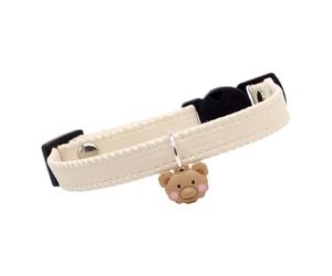 Kitten Collar - Adjustable Artificial Leather Neck Strap with Cute Bear Pendant, Soft Quick-Release Cat Collar for Comfort and Safety, Stylish Pet Accessory for Birthday, or Everyday Wear