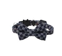 Kitten Collar Bowknot Cat Collar With Pendant Bell And Buckle Adjustable For Pet Decor Outdoor For Dog Puppy(Black)