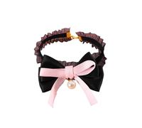 Kitten Collar Classic Bow Tie Cat Collar With Pendant And Adjustable Buckle Pet Neck Decor For Dog Puppy(Black,20-27cm)