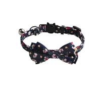 Kitten Collar Floral Cat Collar With Bell And Buckle Bowknot For Dog Puppy(Black)