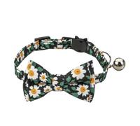 Kitten Collar Floral Pattern Cat Collar Adjustable With Bell For Dog Puppy(Black)