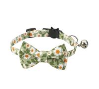 Kitten Collar Floral Pattern Cat Collar Adjustable With Bell For Dog Puppy(Green)