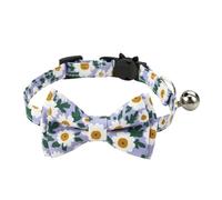 Kitten Collar Floral Pattern Cat Collar Adjustable With Bell For Dog Puppy(Purple)