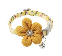 Kitten Collar Flower Cat Collar With Bell Kitten Adjustable For Dog Puppy(Yellow)