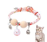 Kitten Collar - Lucky Cedar-Bead Collar for Cat | Adjustable Buckle Small Medium Large Breeds Neck Charm for Training Living Room Yard Walking Travel