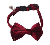 Kitten Collar Velvet Cat Collar Adjustable With Buckle Kitten Bow Tie For Dog Puppy(Red)