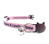 Kitten Collar with Bell | Please Do Not Feed Me, I Am Microchipped | Safe Quick Release Breakaway Buckle (Pink, I Have A loving Home)