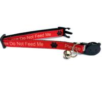 Kitten Collar with Bell | Please Do Not Feed Me, I Am Microchipped | Safe Quick Release Breakaway Buckle (Red, Please Do Not Feed Me)