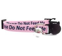 Kitten Collar with Bell | Please Do Not Feed Me, I Am Microchipped | Safe Quick Release Breakaway Buckle (Pink, Please Do Not Feed Me)