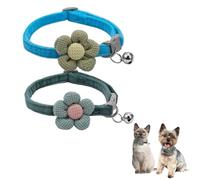 Kitten Collar with Bell,Small Cat Collar Suede Girl Cute Fancy Puppy Collar with Bells for XXS XS Tiny Little Kitten Pet Female Dogs,Neck 8-12 Inch(2 Pack Green+Blue)