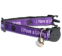 Kitten Collars with Bell | Please Do Not Feed Me, I Am Microchipped | Safe Quick Release Breakaway Buckle | Zacal Cat Collars (Purple, I Have A loving Home)