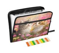 Kitten Cosmos Flower Field Accordion File Organizer Portable Expanding File Folder with Safe Zipper & Colorful Labels for A4 Papers Important Document Storage Letter Receipt